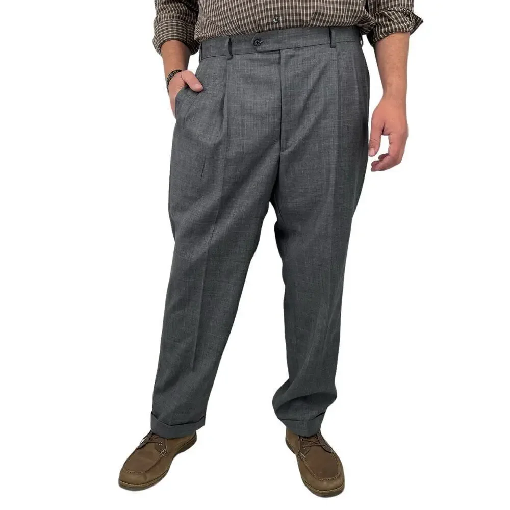 Vintage‎ 90’s Bill Blass Dress Pants Plaid Straight Leg Gray Blue 38” Waist